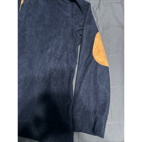 Hengsheng Jeans Corduroy 3XL Blue 1/2 Snap Men’s Ribbed Shirt with Elbow Patches - Picture 2 of 6